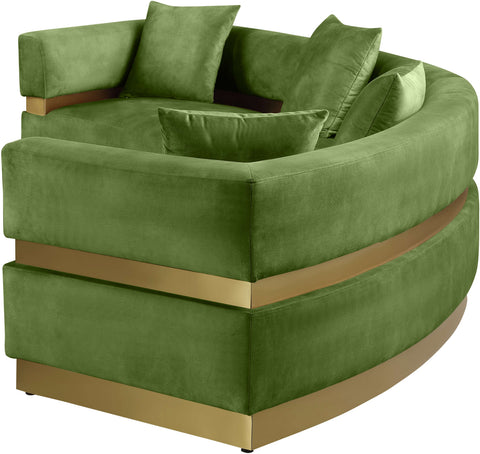 Rhea 148" Olive Velvet Upholstered Sectional, 2-Piece