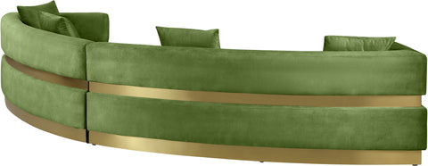 Rhea 148" Olive Velvet Upholstered Sectional, 2-Piece