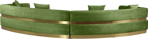 Rhea 148" Olive Velvet Upholstered Sectional, 2-Piece