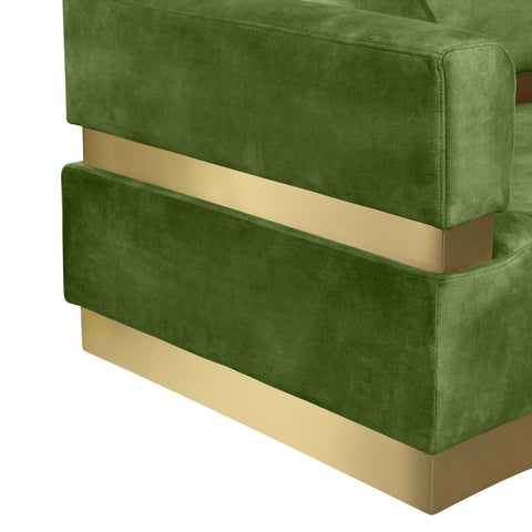 Rhea 148" Olive Velvet Upholstered Sectional, 2-Piece