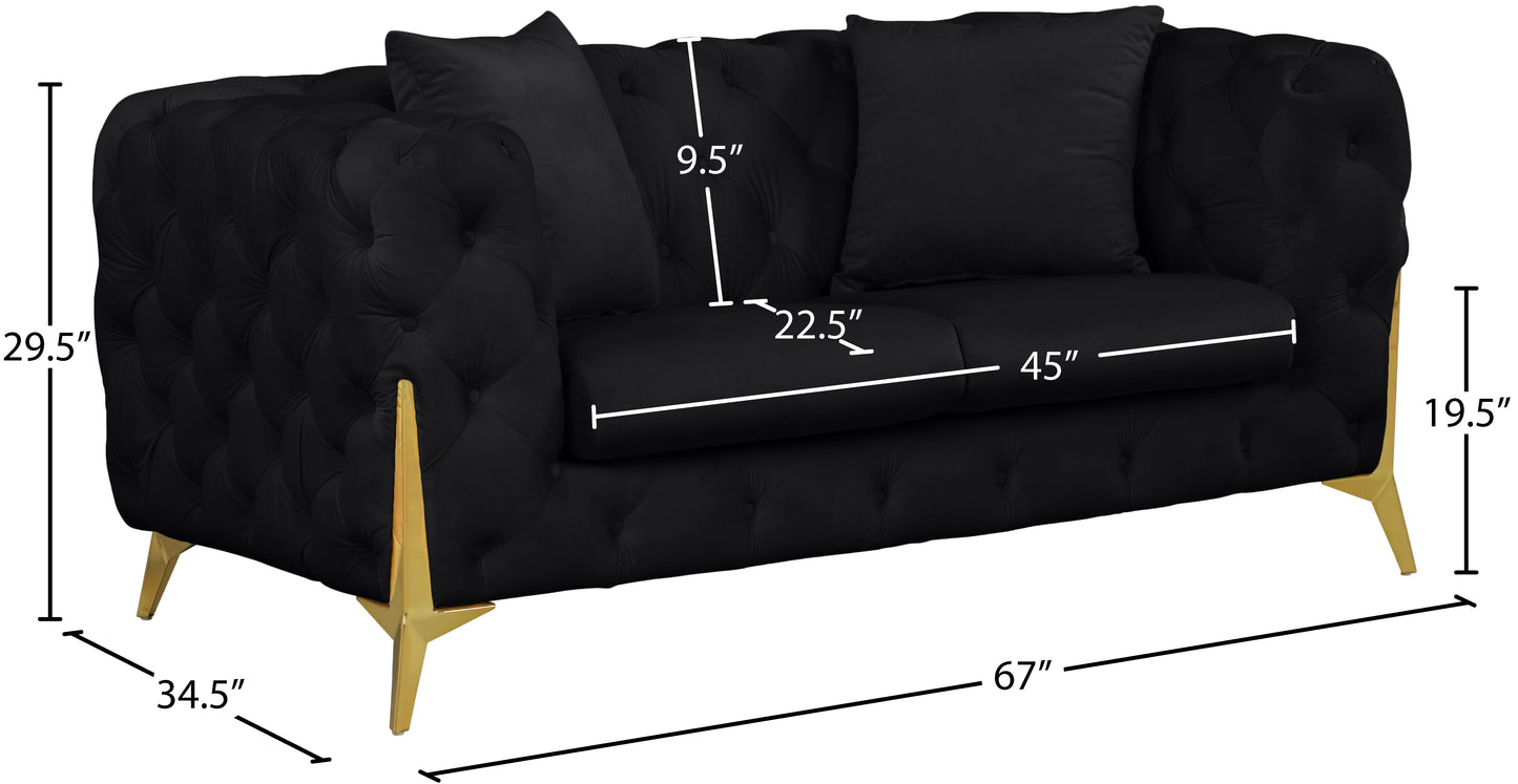 bristol black velvet loveseat l