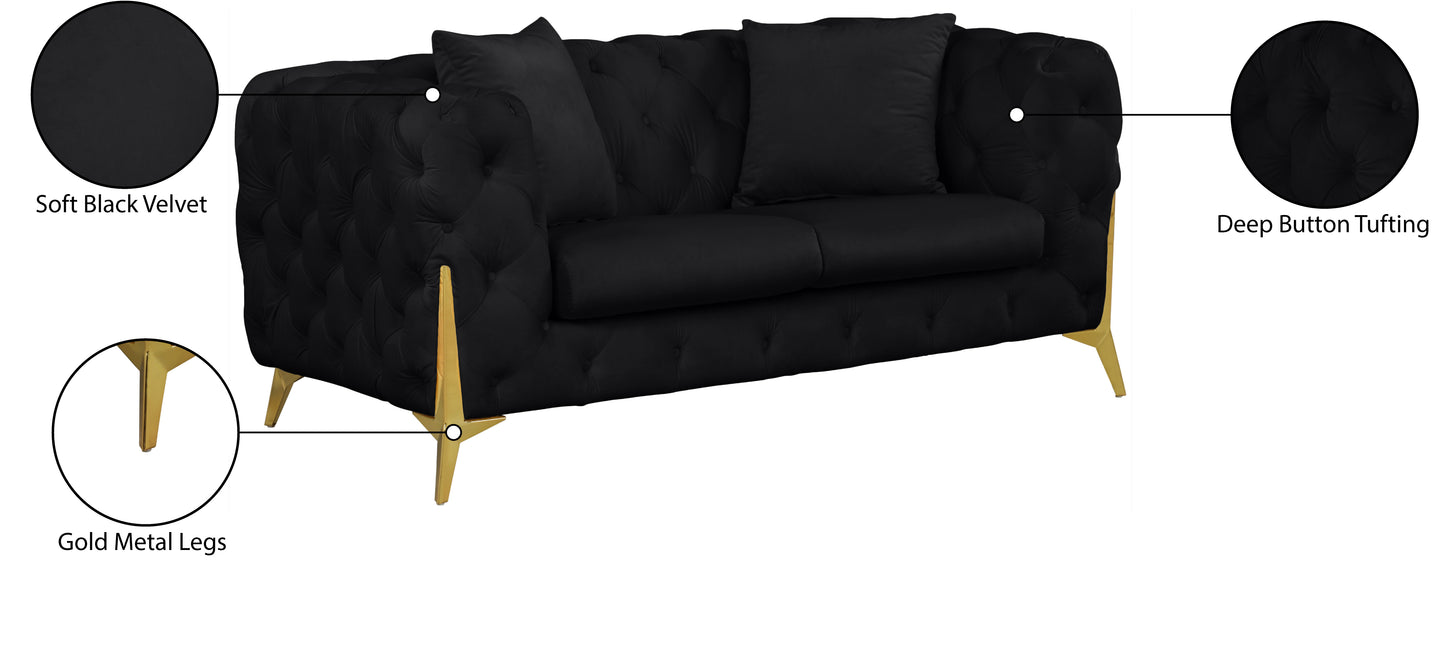 bristol black velvet loveseat l