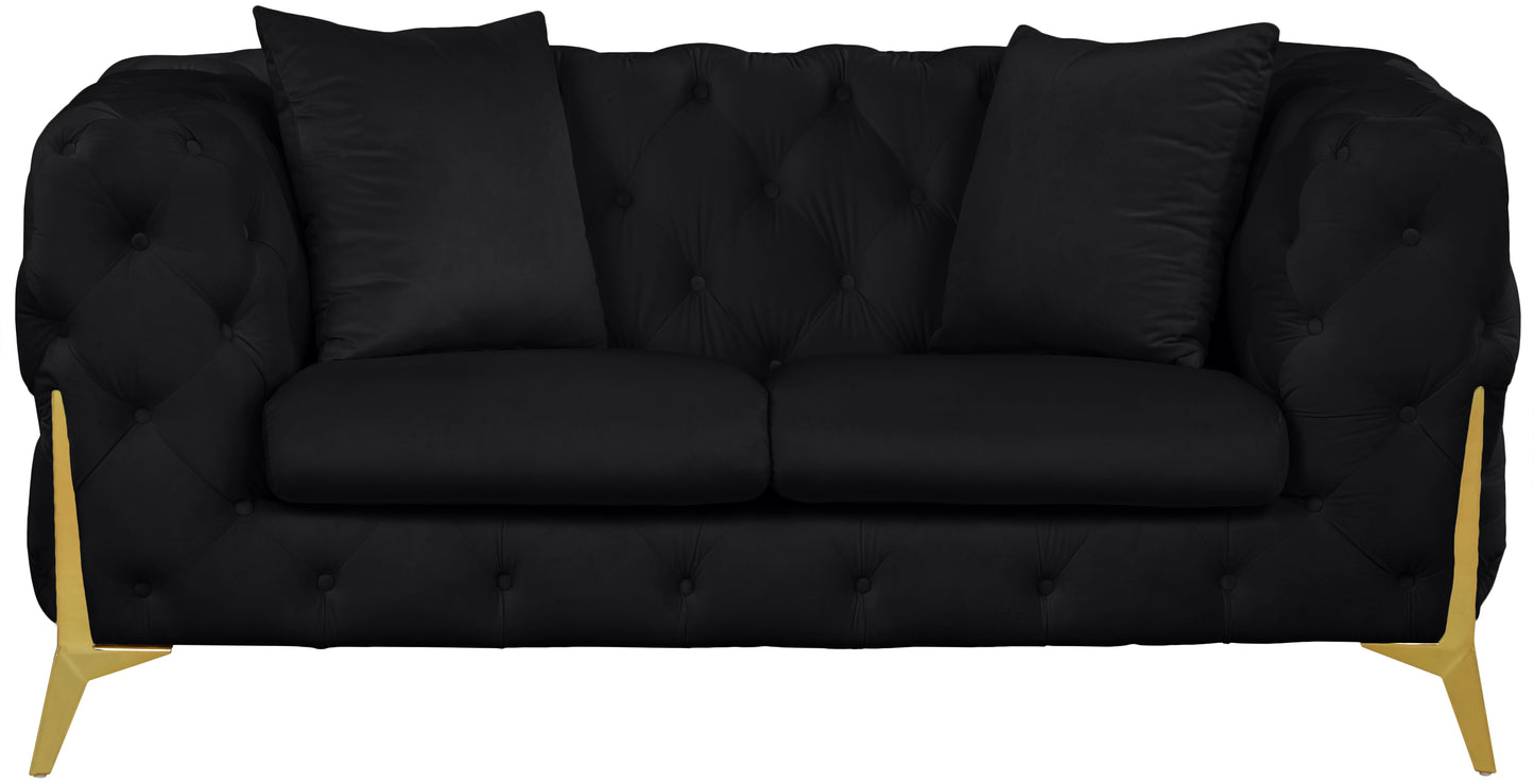 bristol black velvet loveseat l