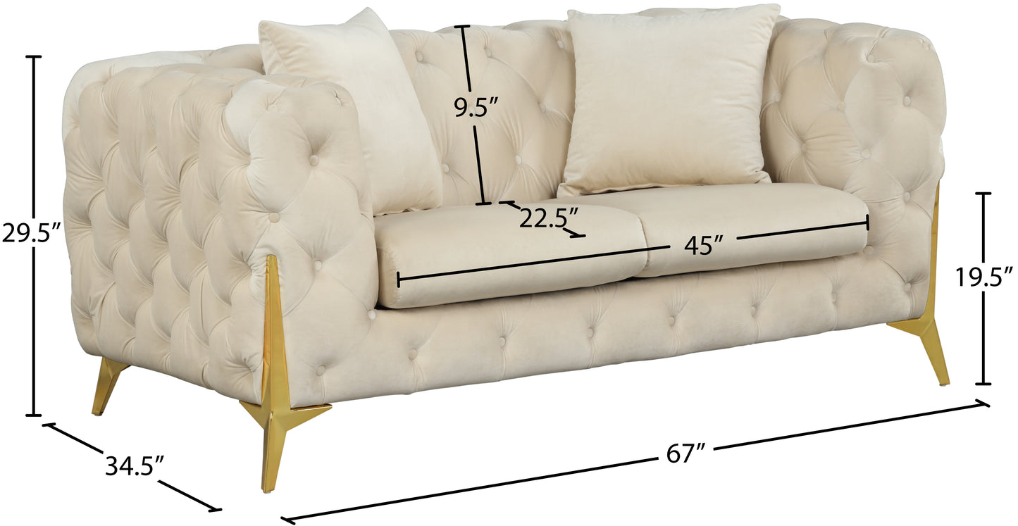 bristol cream velvet loveseat l