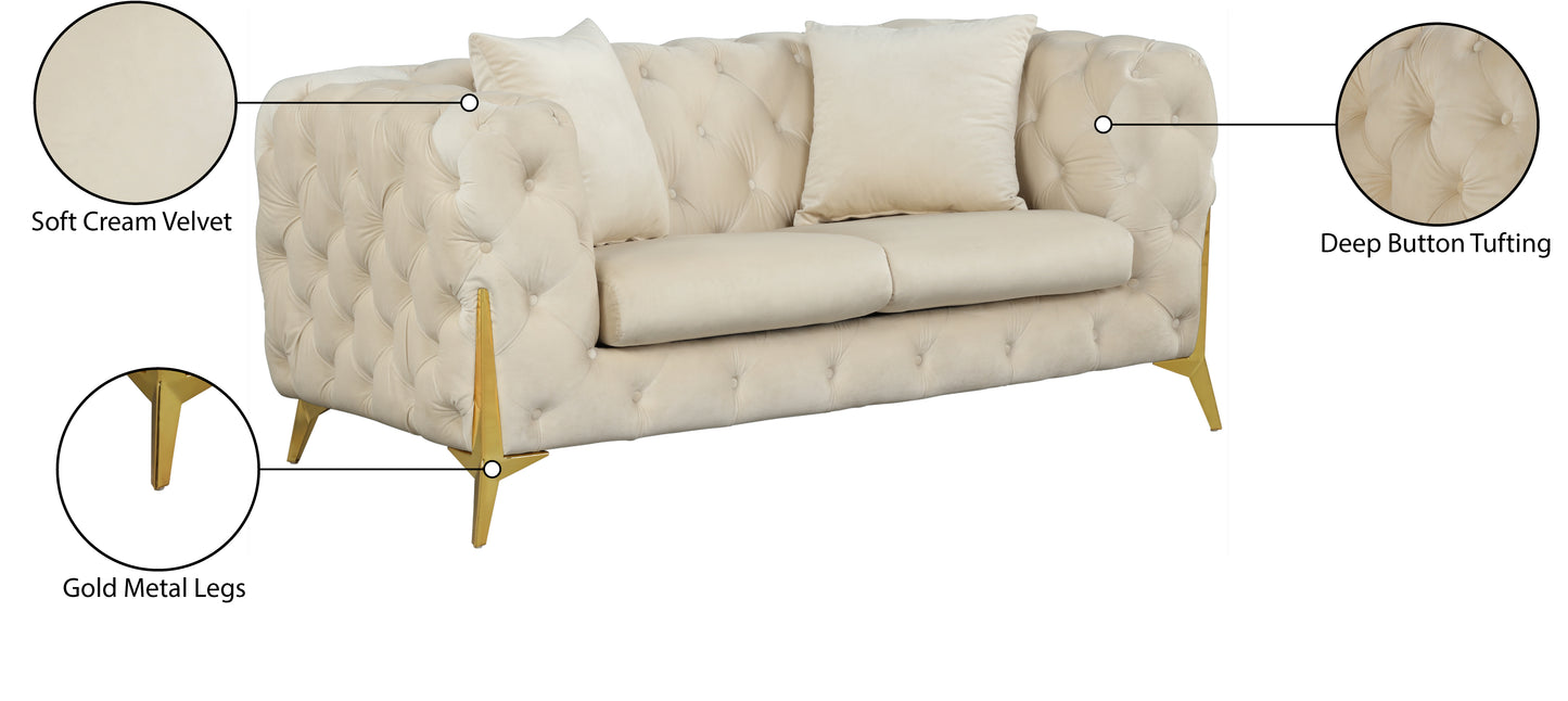 bristol cream velvet loveseat l