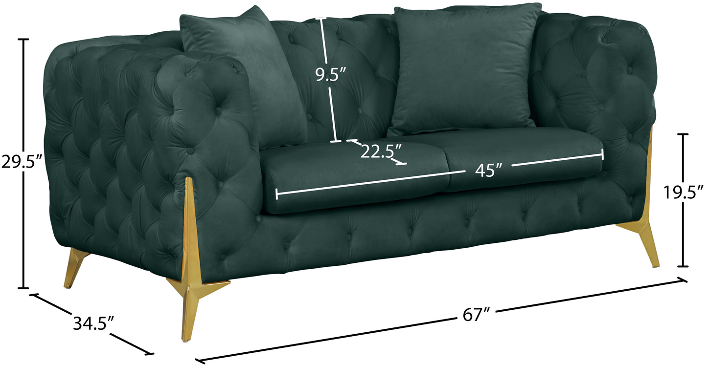 bristol green velvet loveseat l