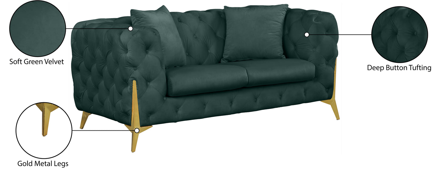 bristol green velvet loveseat l