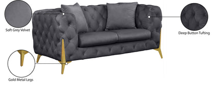 Bristol Grey Velvet Loveseat L