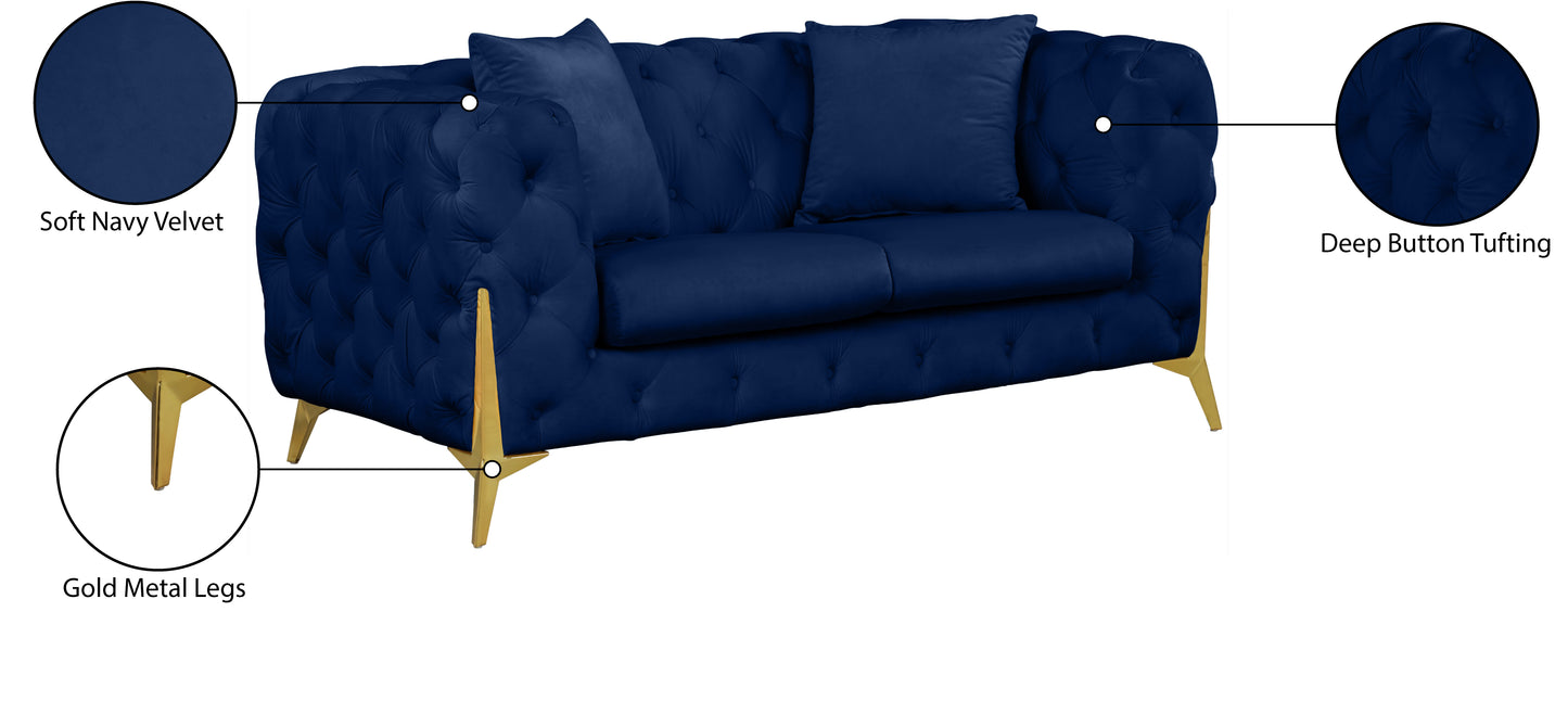 bristol navy velvet loveseat l