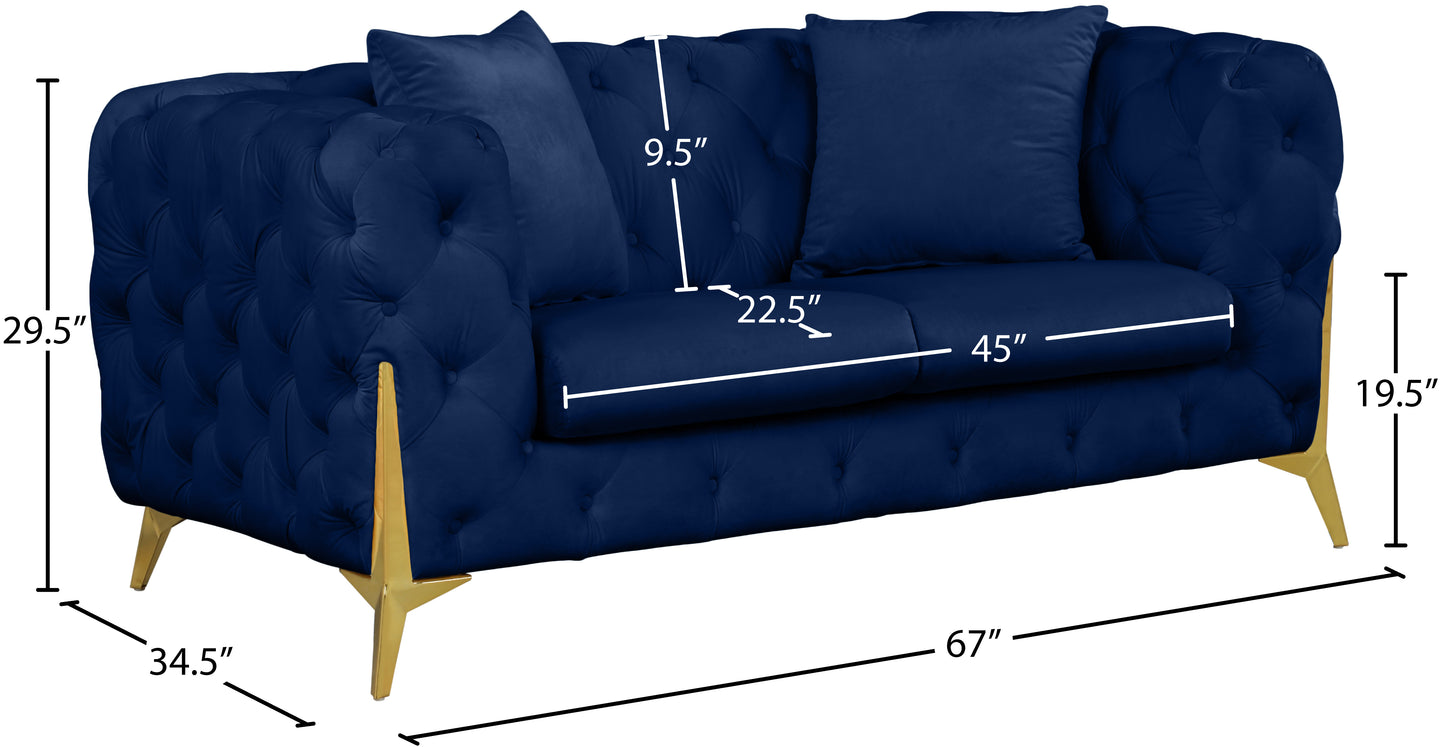 bristol navy velvet loveseat l