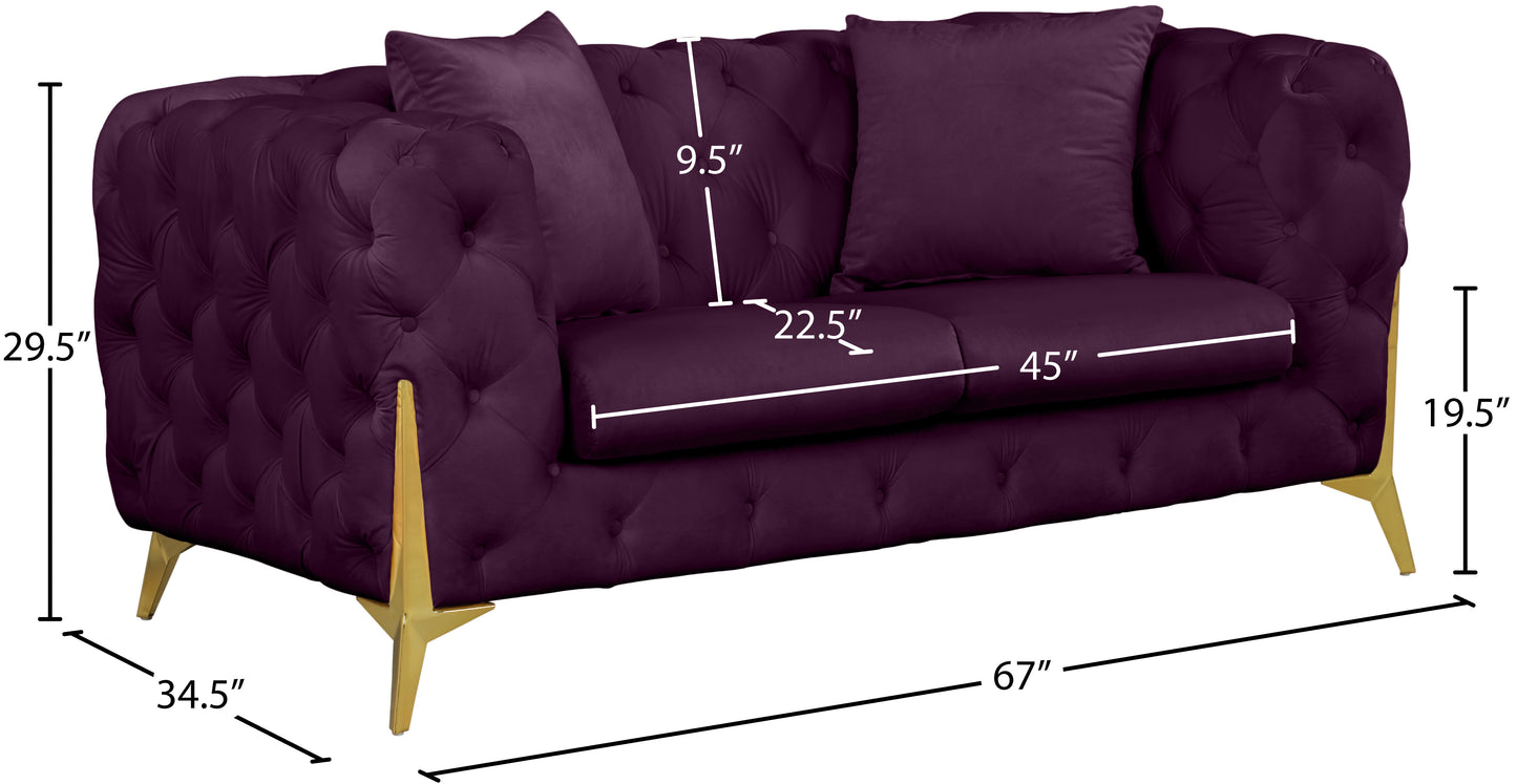 bristol purple velvet loveseat l