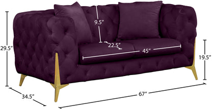 Bristol Purple Velvet Loveseat L