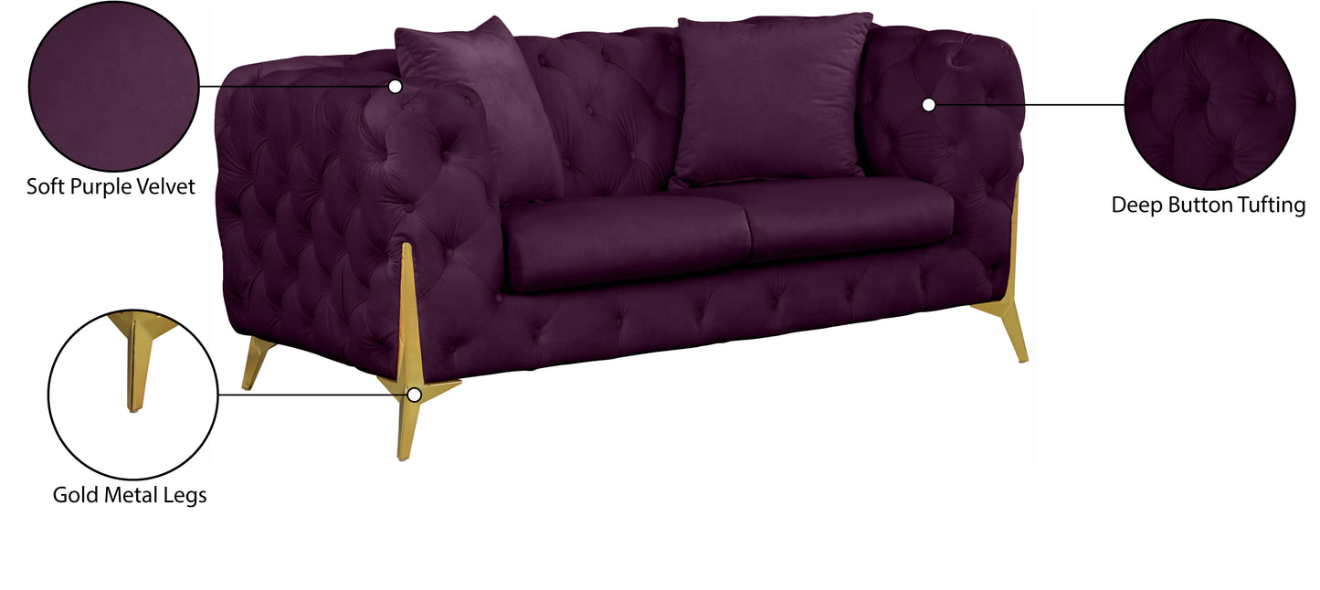 bristol purple velvet loveseat l