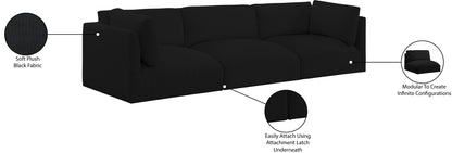 Gibson Black Polyester Fabric Modular Sofa S114B