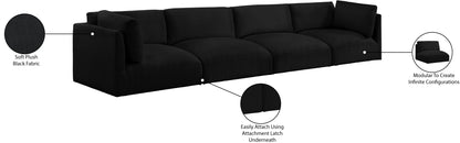 Gibson Black Polyester Fabric Modular Sofa S152B