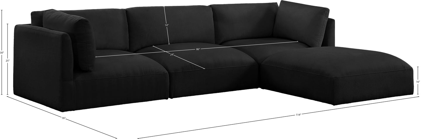 gibson black polyester fabric modular sectional sec4a
