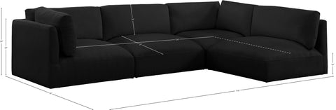 Gibson Black Polyester Fabric Modular Sectional Sec4B
