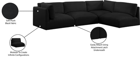 Gibson Black Polyester Fabric Modular Sectional Sec4B