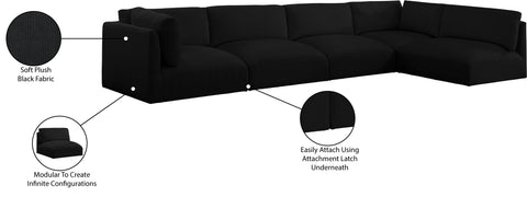 Gibson Black Polyester Fabric Modular Sectional Sec5B
