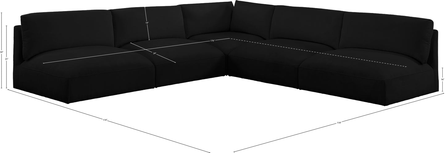 gibson black polyester fabric modular sectional sec5c