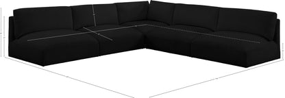 Gibson Black Polyester Fabric Modular Sectional Sec5C