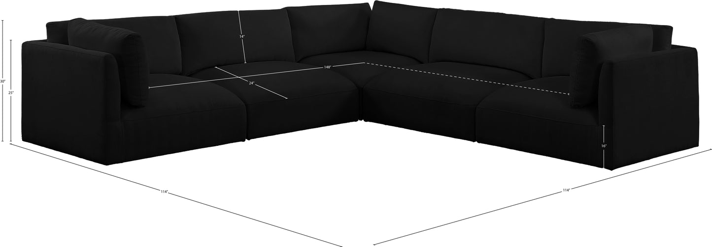 gibson black polyester fabric modular sectional sec5d