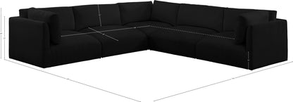 Gibson Black Polyester Fabric Modular Sectional Sec5D