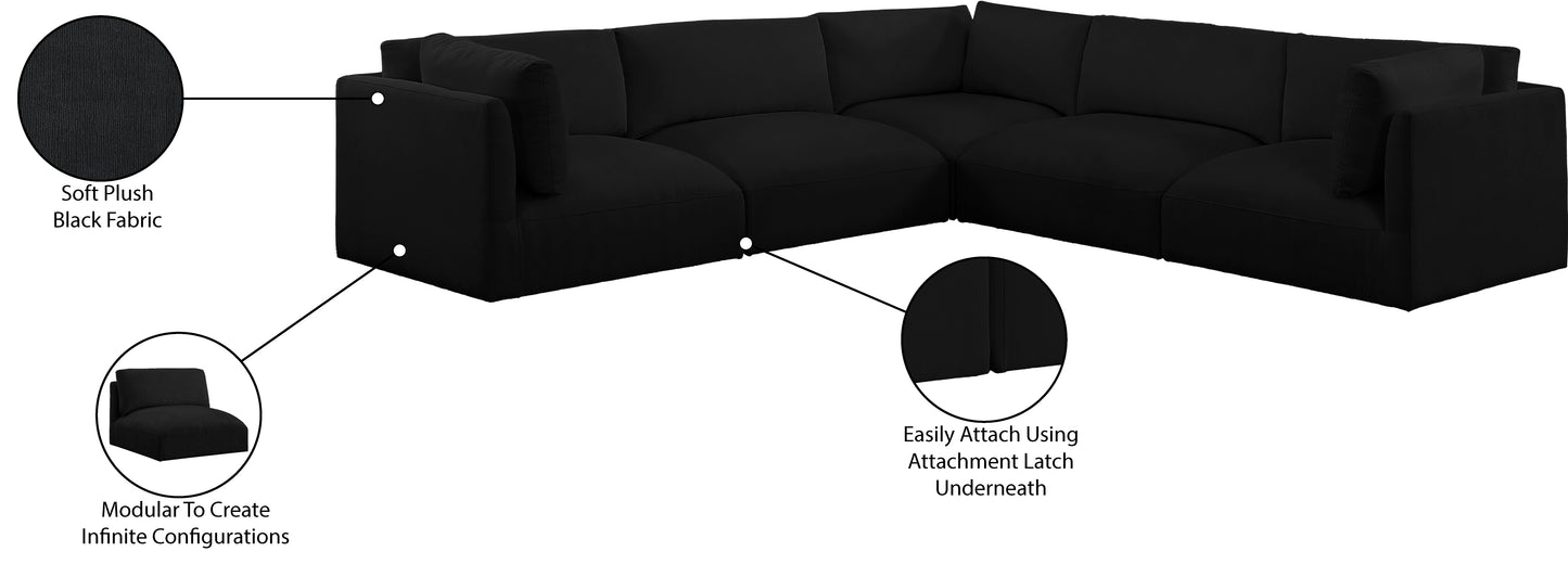 gibson black polyester fabric modular sectional sec5d