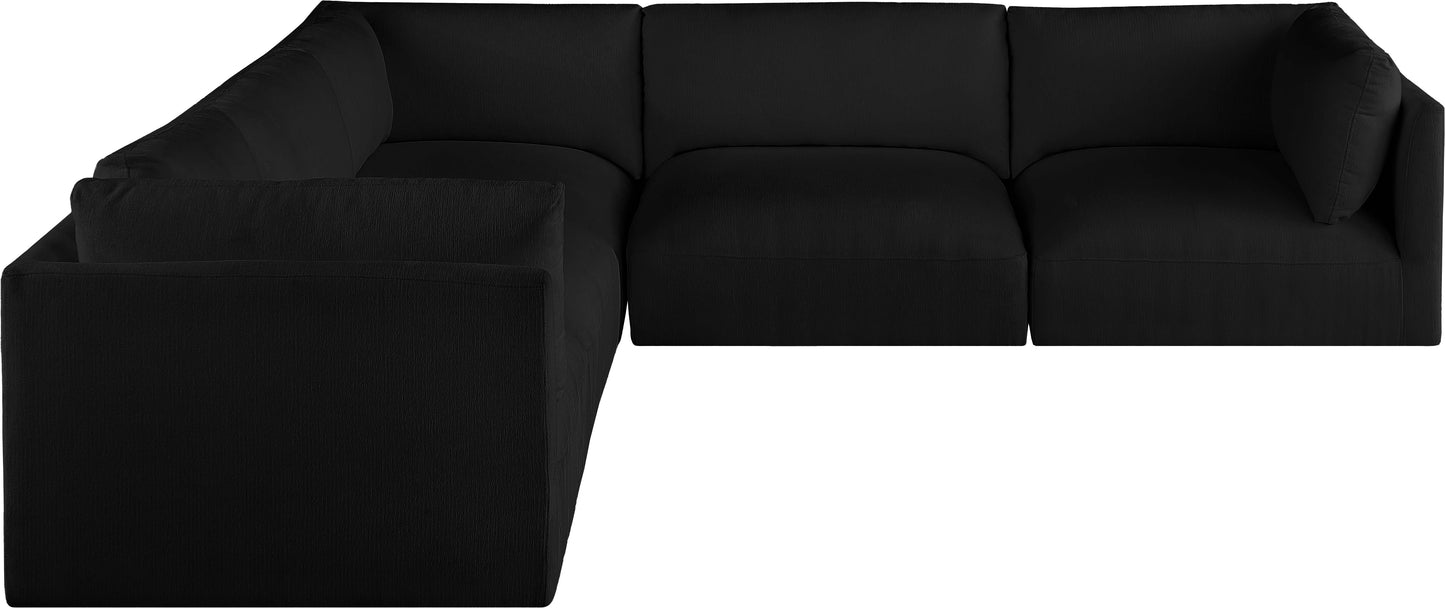 gibson black polyester fabric modular sectional sec5d