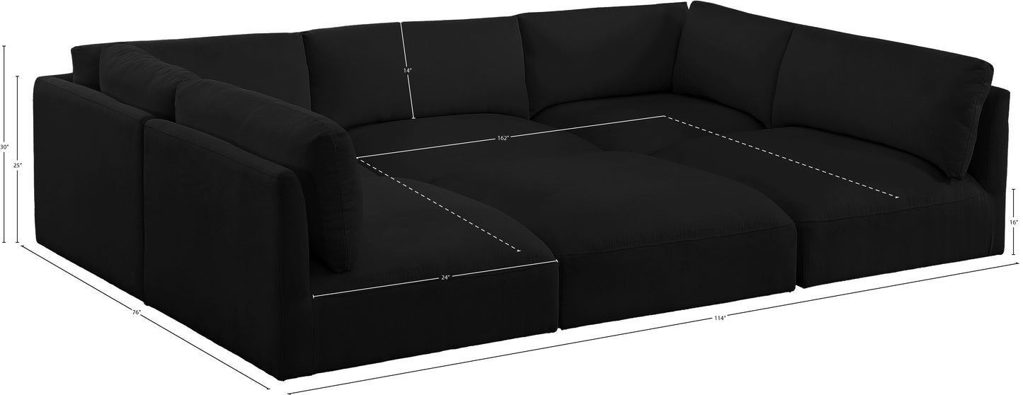 gibson black polyester fabric modular sectional sec6b