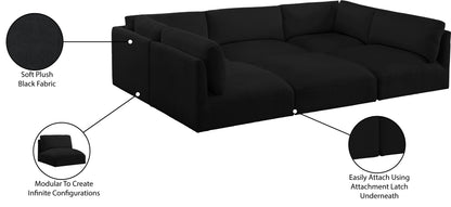 Gibson Black Polyester Fabric Modular Sectional Sec6B