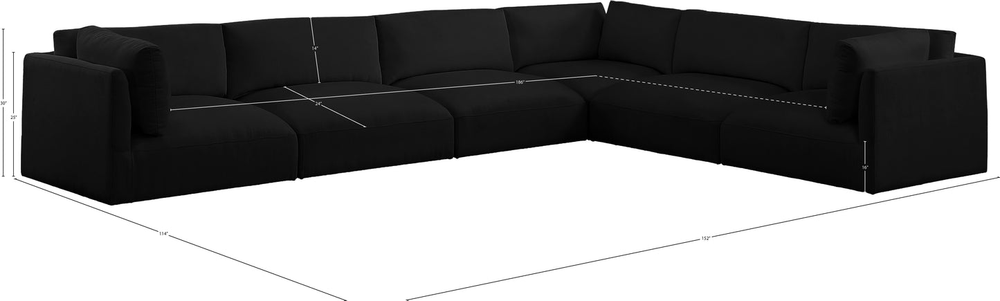 gibson black polyester fabric modular sectional sec6d