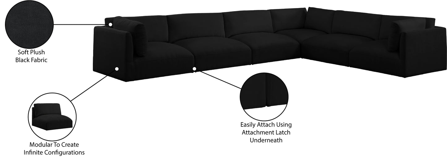 gibson black polyester fabric modular sectional sec6d