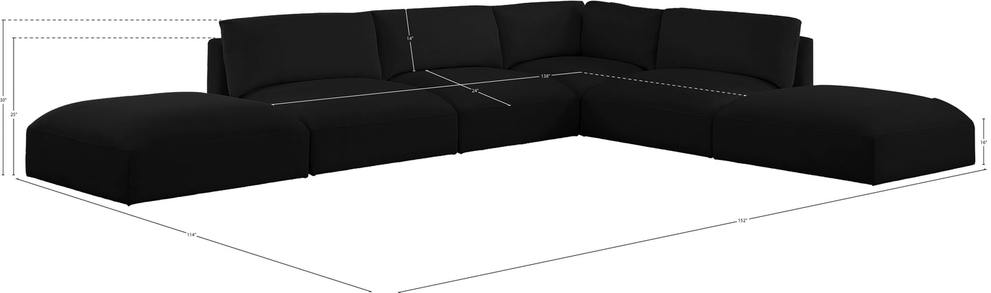 gibson black polyester fabric modular sectional sec6e