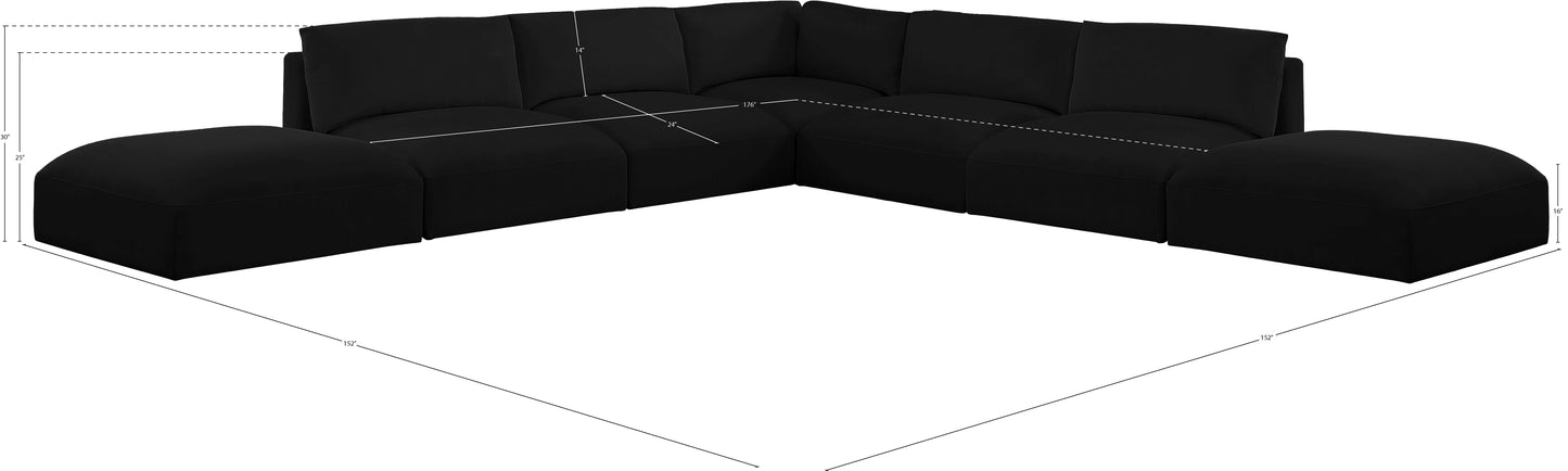 gibson black polyester fabric modular sectional sec7c