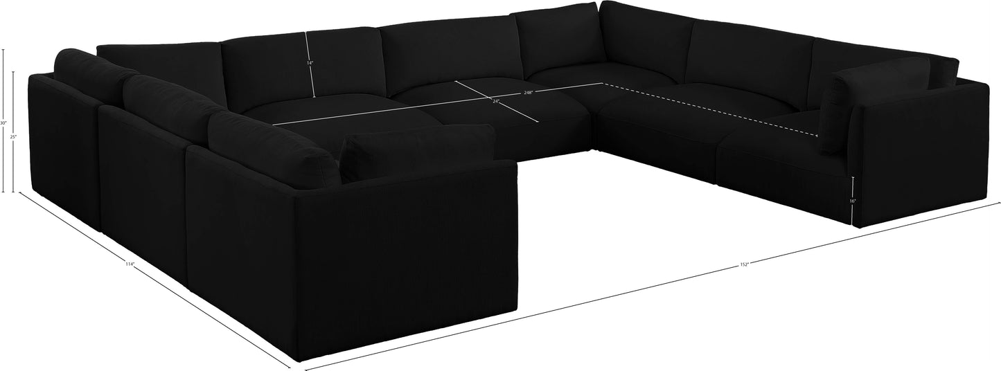 gibson black polyester fabric modular sectional sec8a