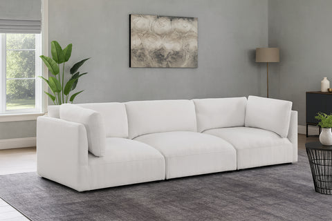 Hadley 114" Cream Fabric Upholstered Sofa, 3-Piece