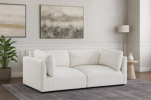 Hadley 76" Cream Fabric Upholstered Sofa, 2-Piece