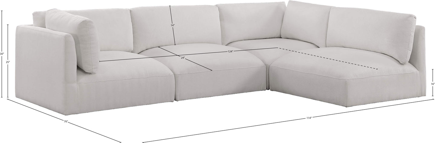 gibson cream polyester fabric modular sectional sec4b