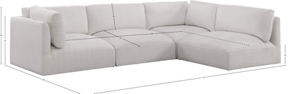 Gibson Cream Polyester Fabric Modular Sectional Sec4B