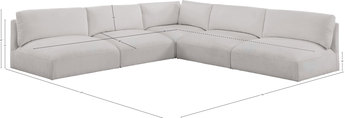 gibson cream polyester fabric modular sectional sec5c