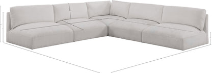 Gibson Cream Polyester Fabric Modular Sectional Sec5C