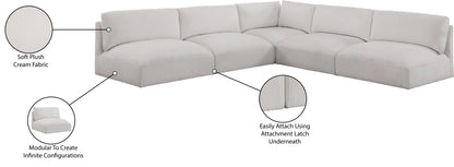 Gibson Cream Polyester Fabric Modular Sectional Sec5C