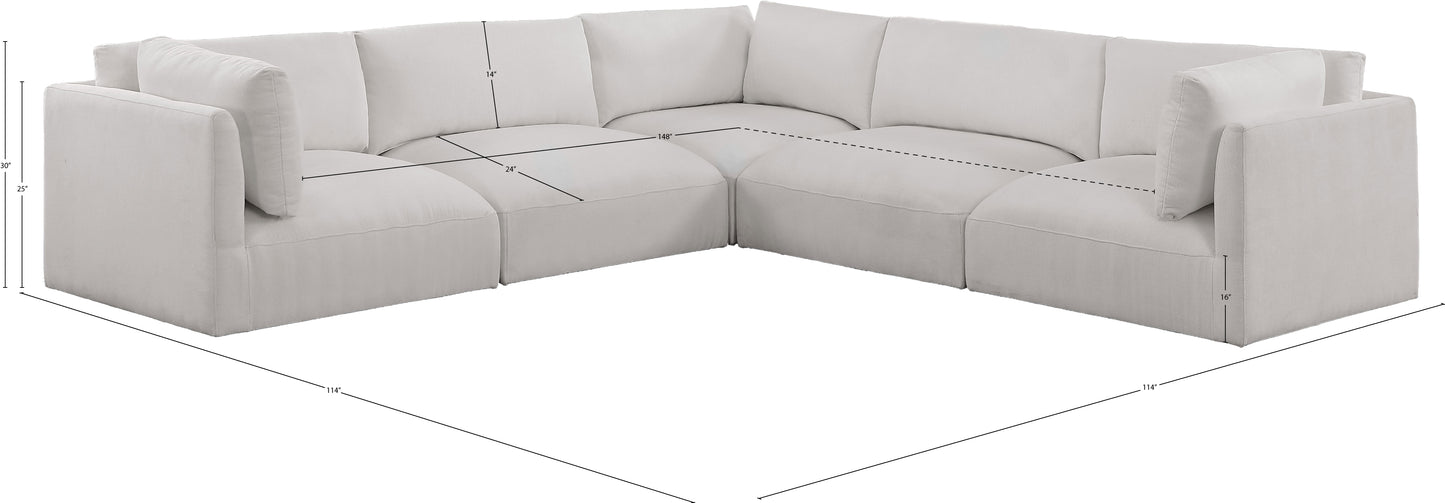 gibson cream polyester fabric modular sectional sec5d