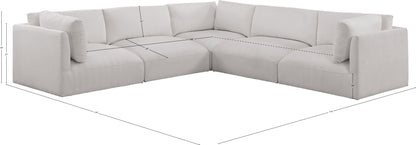 Gibson Cream Polyester Fabric Modular Sectional Sec5D