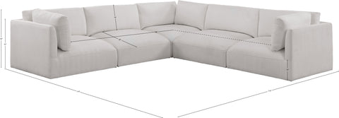 Gibson Cream Polyester Fabric Modular Sectional Sec5D