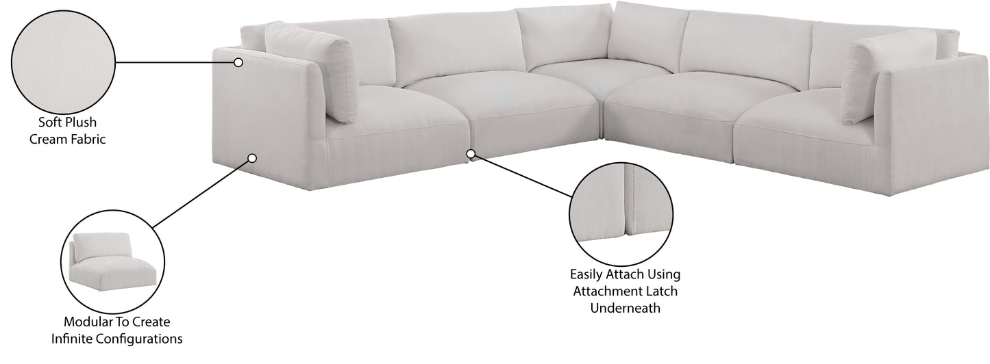 gibson cream polyester fabric modular sectional sec5d