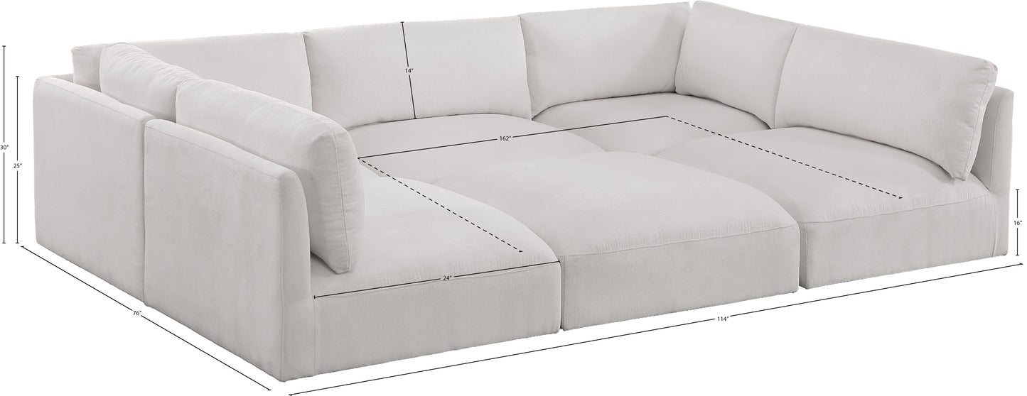 gibson cream polyester fabric modular sectional sec6b