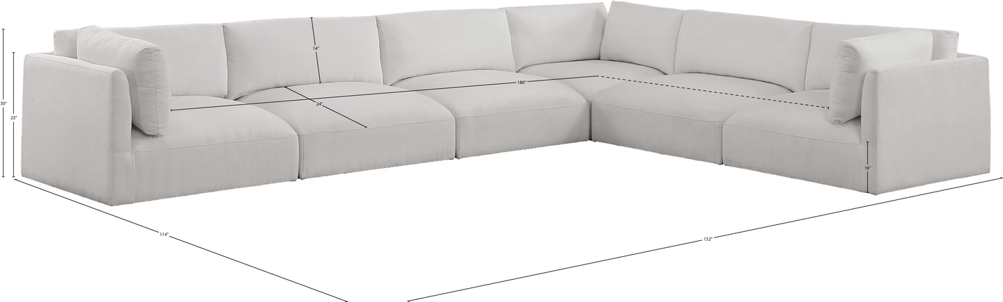 gibson cream polyester fabric modular sectional sec6d