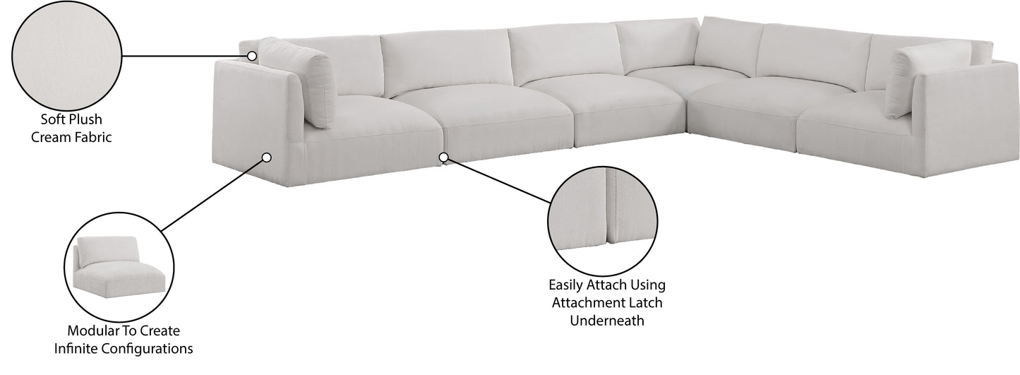 gibson cream polyester fabric modular sectional sec6d